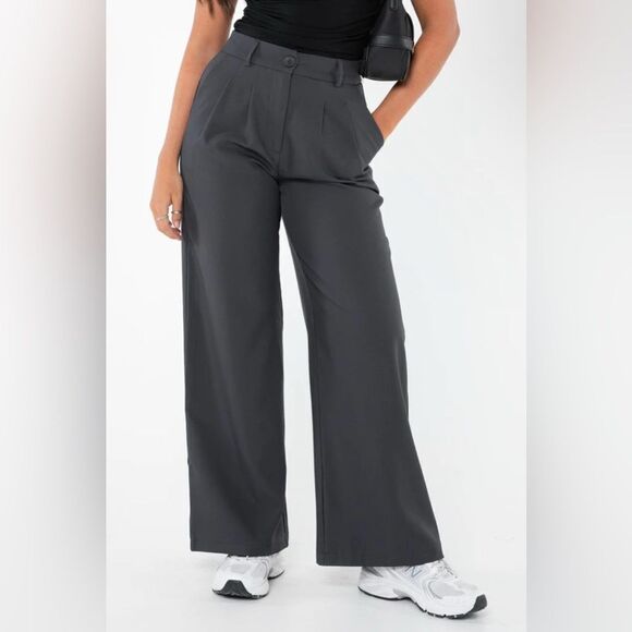Princess Polly NWT Betsy High Rise Wide Leg Grey Casual to Career Pant Size 10 - Picture 11 of 15